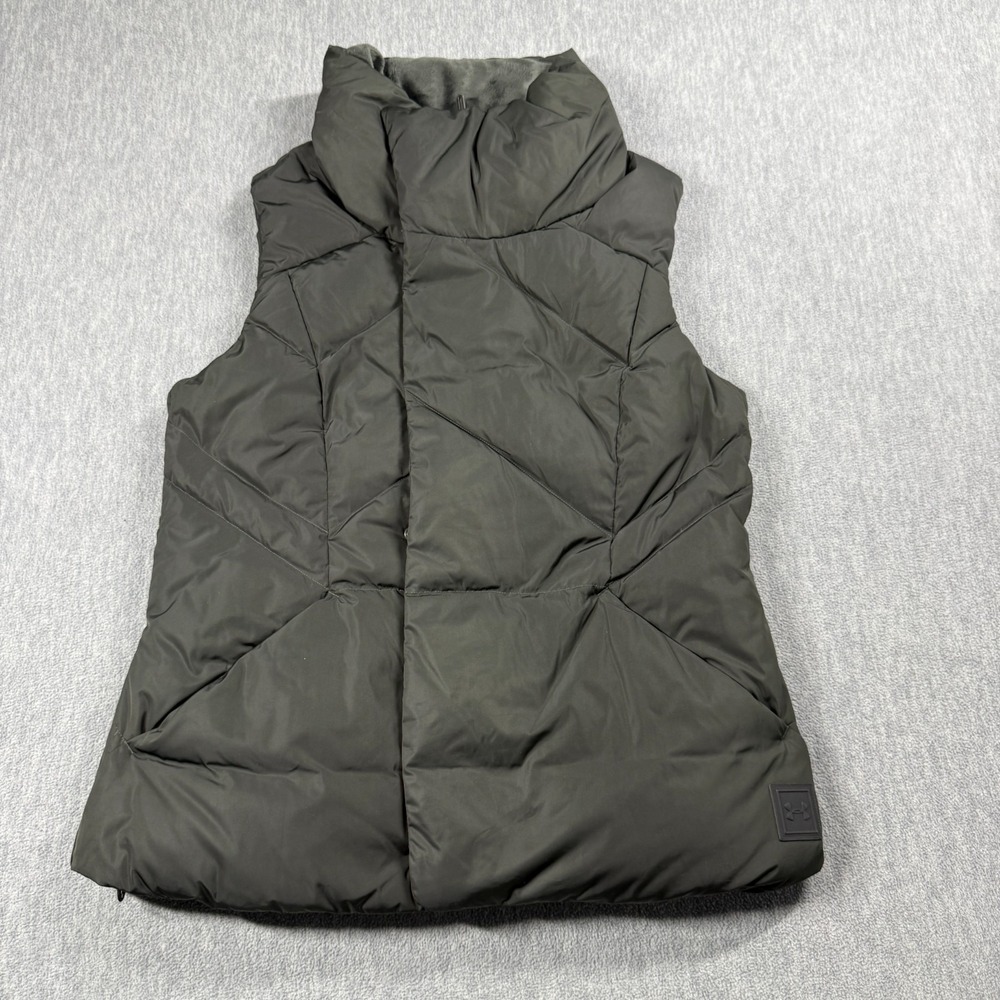 Under‎ Armour Vest Womens Small Green Full Zip ColdGear Mock Neck Puffer Outdoor